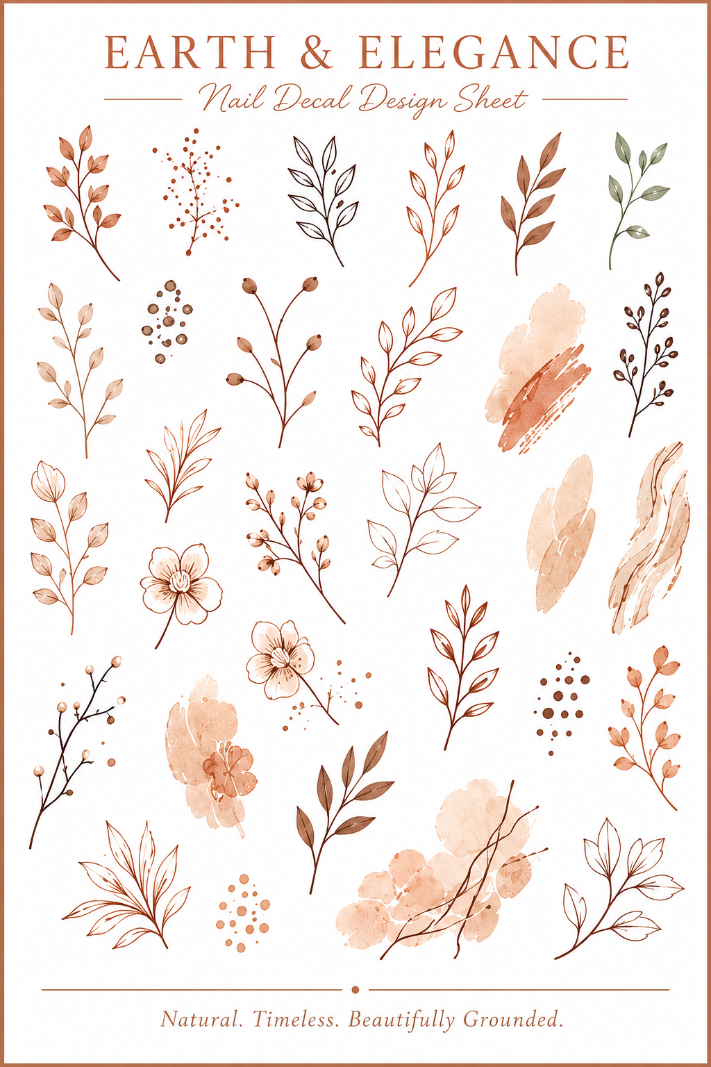 Earth & Elegance Matching Waterslide Nail Art Decals
