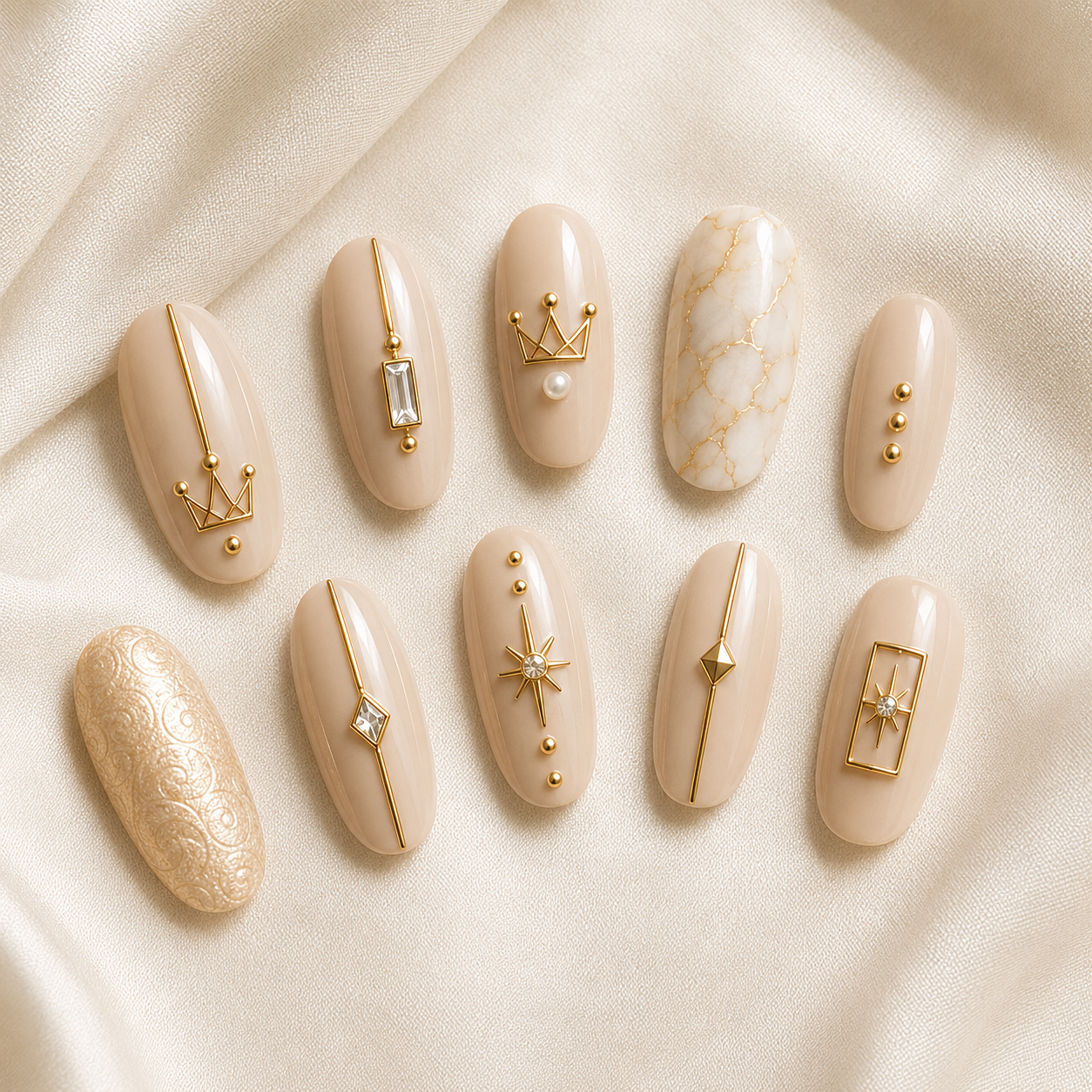 Boss Energy | Nude and Gold Press-On Nail Set | Polished by Two