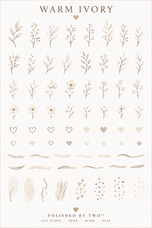 Warm Ivory Waterslide Nail Art Decals