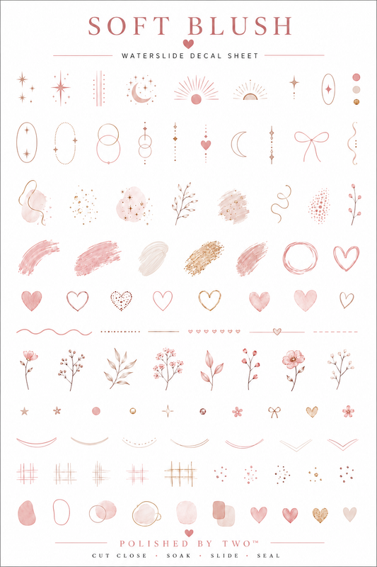 Soft Blush Waterslide Nail Art Decals
