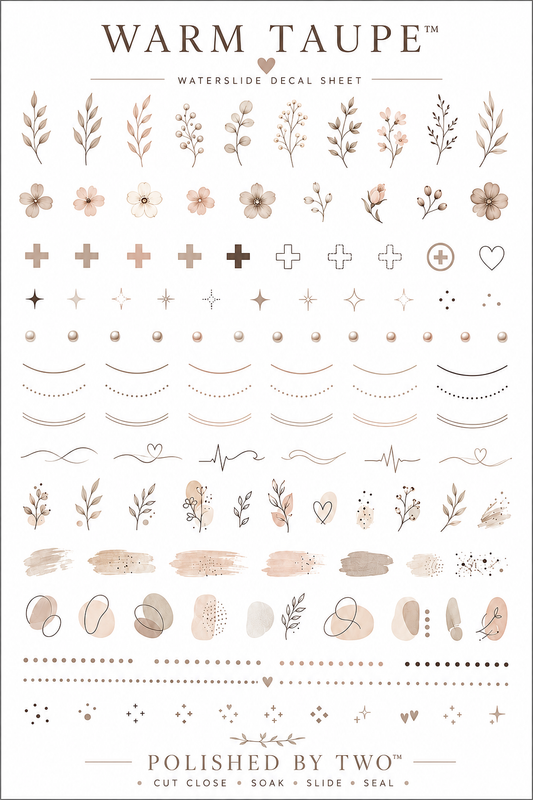 Warm Taupe Matching Waterslide Nail Art Decals