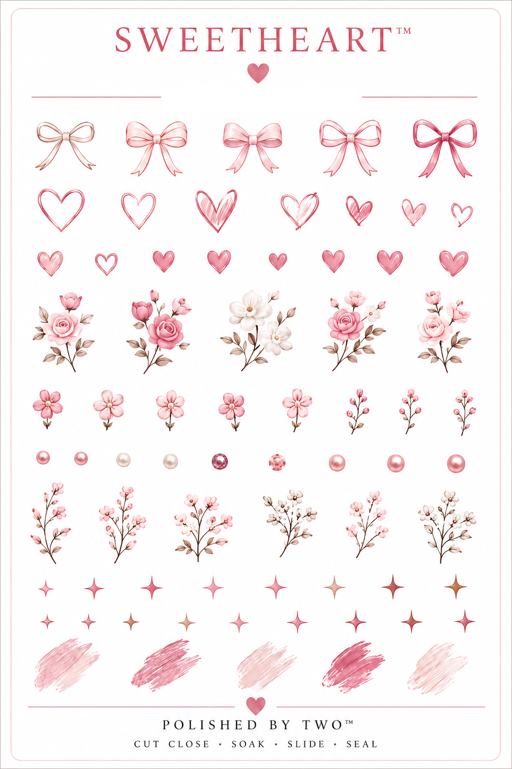 Sweetheart Waterslide Nail Art Decals